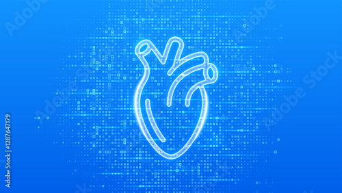 Heart icon. Cardiology concept. Human heart anatomy organ. Healthcare. Treatment of heart disease. World health day. Blue medical background made with cross shape symbol. Vector illustration.