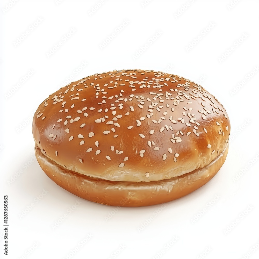 Hamburger with sesame bun isolated on white background Hamburger with sesame bun isolated on white background