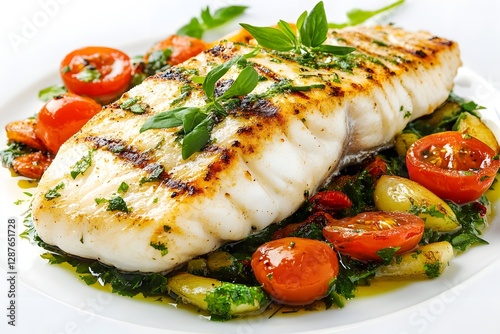 Grilled Fish with Roasted Veggies & Herbs