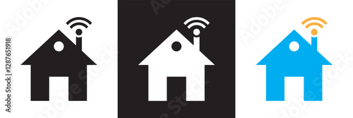Smart Home icon. Icons related to smart home, smart door lock, smart phone, smart switch, keyless etc. Isolated on white and black background. Vector illustration. EPS 10