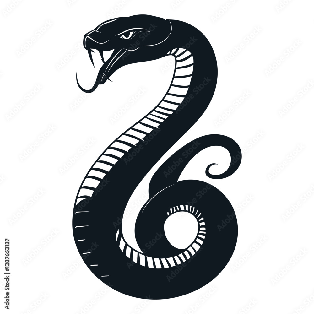 Fototapeta premium Black cobra vector icon on a white background