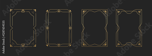Geometric modern luxury line art deco minimalis frame collection. Vintage gold printable invitation template.