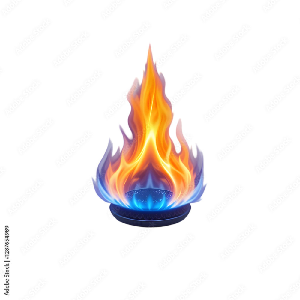 Realistic Gas Stove Burner Flame Illustration, Cooking Energy Realistic Gas Stove Burner Flame Illustration, Cooking Energy