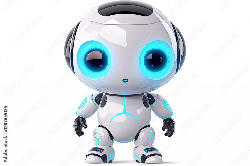 cute little ai robot on a white background generative ai cute little ai robot on a white background generative ai