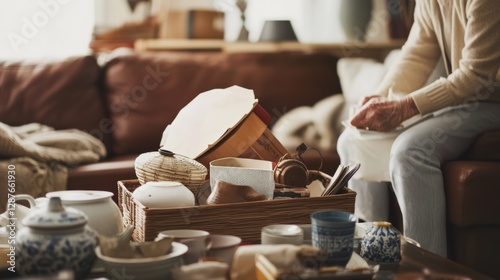 Dementia symptoms in a senior person trying to recognize familiar objects but unable to. Featuring confusion and memory loss