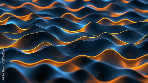 Abstract Waves of Light and Color Creating a Dynamic Flow in Shades of Blue and Orange