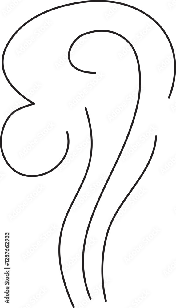 Steam and smoke line. Air wind and scent, heat waves or aroma from cooking food and hot coffee, gas and fumes. Steam swirls icon of doodle style vector illustration Steam and smoke line. Air wind and scent, heat waves or aroma from cooking food and hot coffee, gas and fumes. Steam swirls icon of doodle style vector illustration