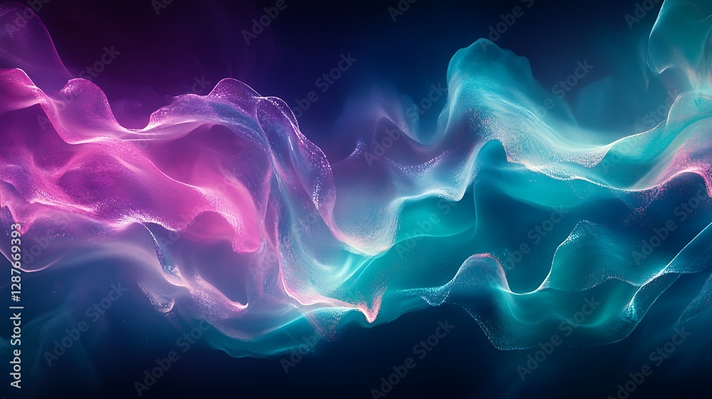 An abstract depiction of economic data visualized through glowing liquid waves, vibrant hues of teal and violet, reflective surfaces adding depth, An abstract depiction of economic data visualized through glowing liquid waves, vibrant hues of teal and violet, reflective surfaces adding depth,