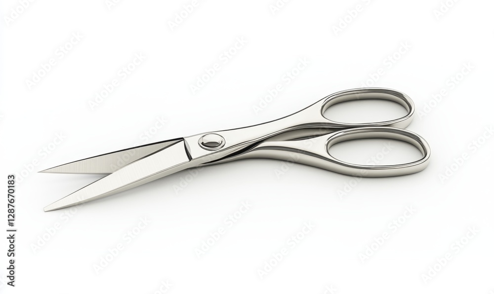 Obraz premium Silver kitchen shears on white background for culinary use