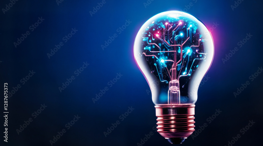 Futuristic AI Lightbulb Innovation, Technology, and Digital Intelligence, Creative Futuristic Digital Technology. Futuristic AI Lightbulb Innovation, Technology, and Digital Intelligence, Creative Futuristic Digital Technology.