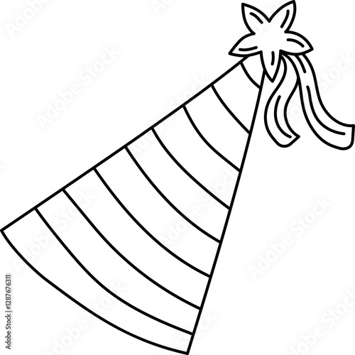 Hat Birthday Party Outline Hand-drawn