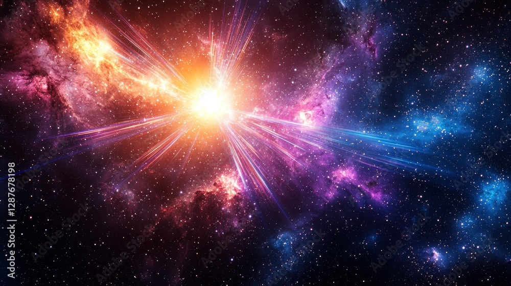 Fototapeta premium Cosmic Nebula Burst Star Exploding in Deep Space; For Astronomy or Sci-Fi themes