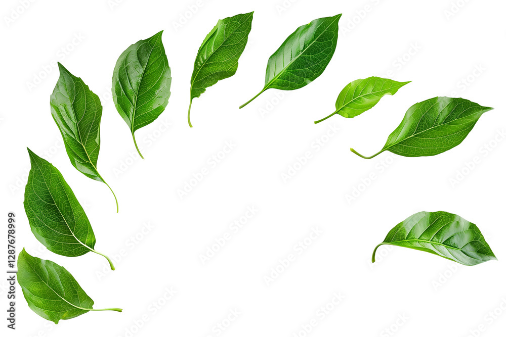 Fototapeta premium Set of green leaves isolated on white