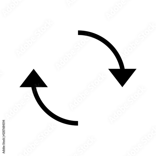 Transfer, swap, exchange, spin, flip concept. Circular arrow editable stroke outline icon isolated on white background flat vector illustration.