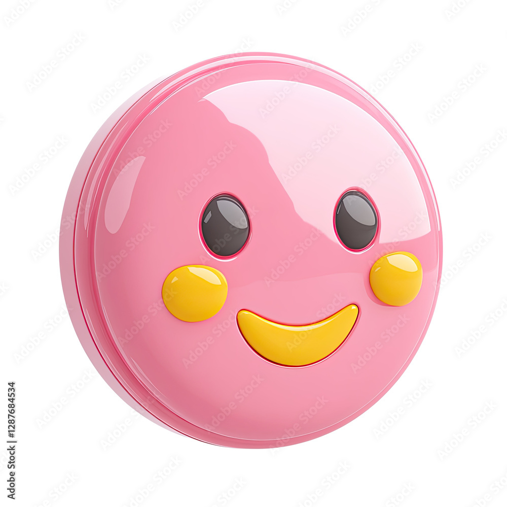 Fototapeta premium happy face emoji 3d icon in cartoon plastic style minimal on transparent background