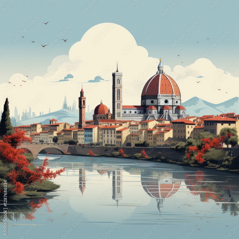 Obraz premium Florence Italy in Clean and Minimalist Art Design