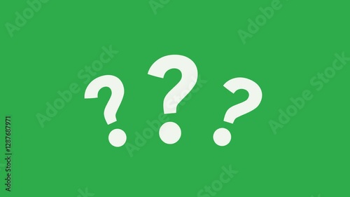Question mark animation pop up on green background