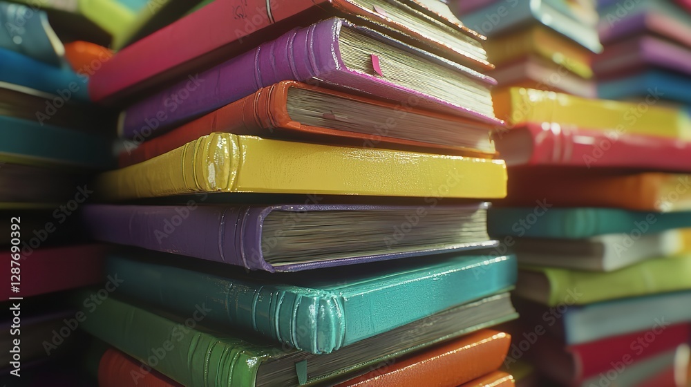 A Stack of Colorful Books with Circles and Dots in the Background A Stack of Colorful Books with Circles and Dots in the Background
