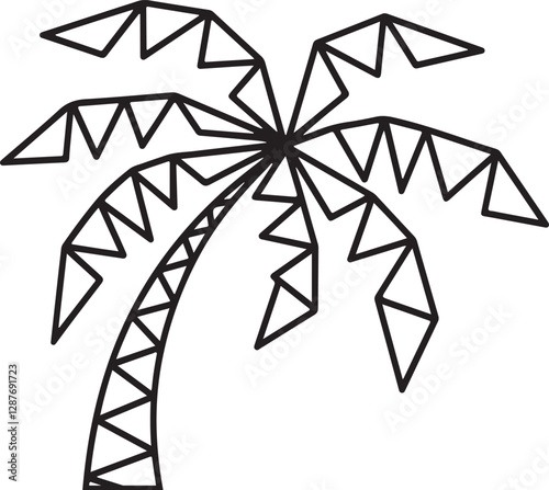 Geometric Palm Tree Line Art Tropical Icon