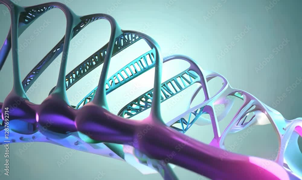 intricate animated dna double helix with stunning light effects