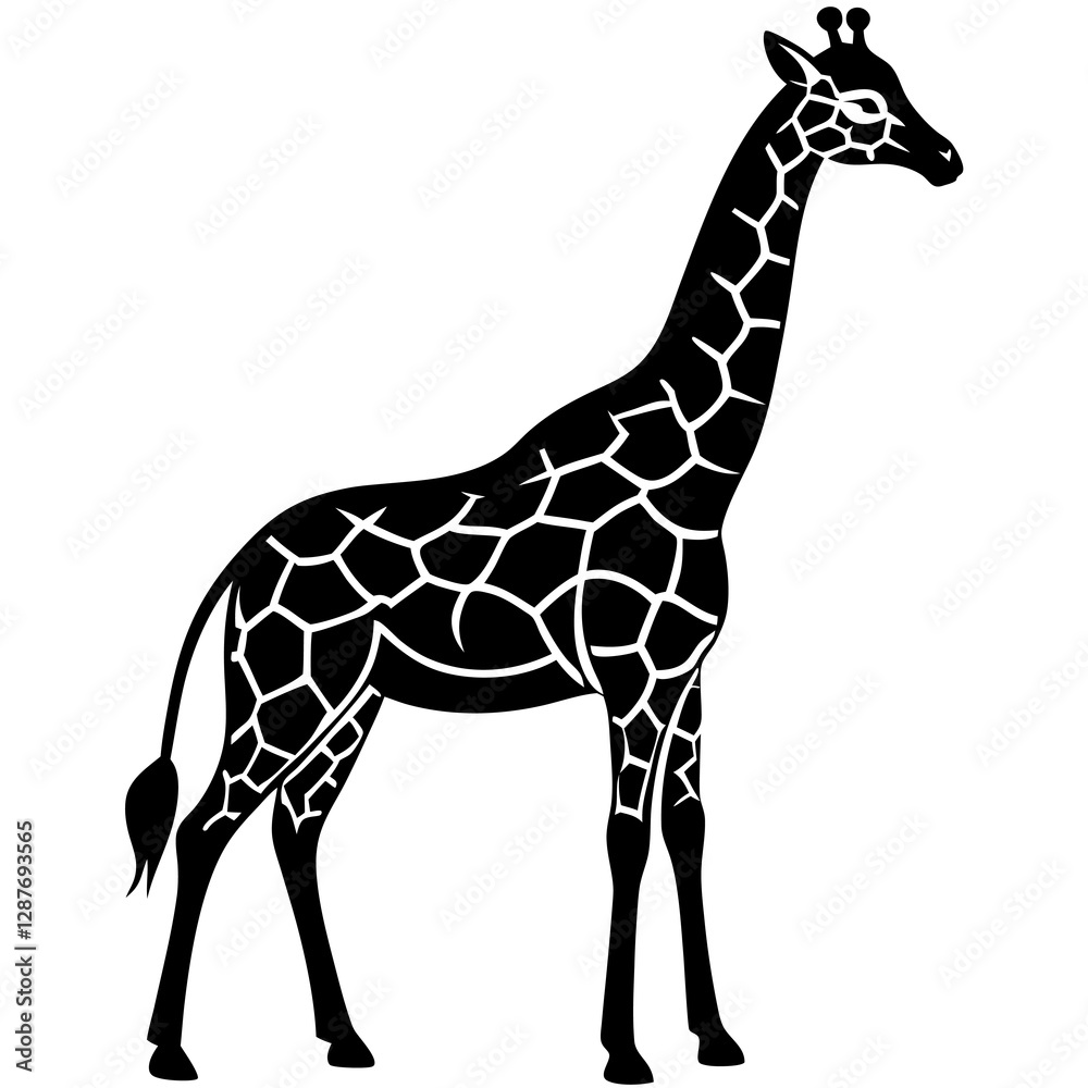 Naklejka premium Minimalist Giraffe Silhouette Vector Clean & Bold Design.