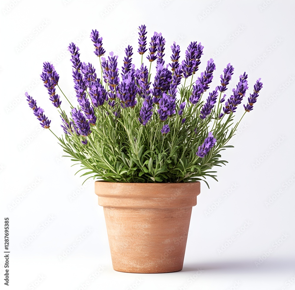 Beautifully arranged lavender flowers in a modern pot bringing color to any space Beautifully arranged lavender flowers in a modern pot bringing color to any space