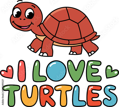 Friendly Turtle Waving in Cartoon Style.
