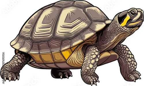 Friendly Turtle Waving in Cartoon Style.