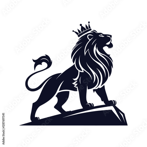 majestic lion silhouette vector clip art logo design