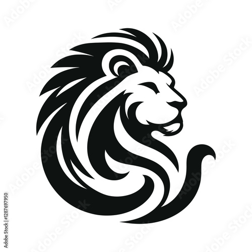 majestic lion silhouette vector clip art logo design
