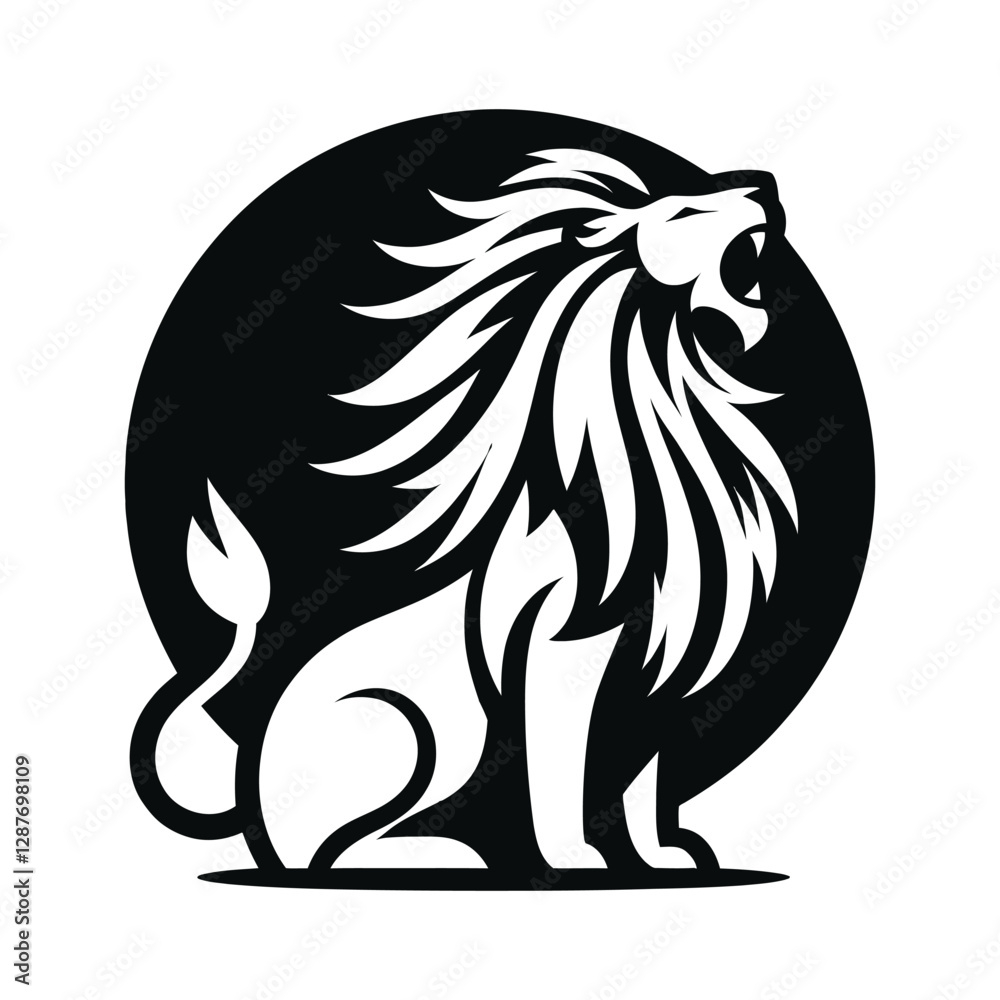 Fototapeta premium majestic lion silhouette vector clip art logo design