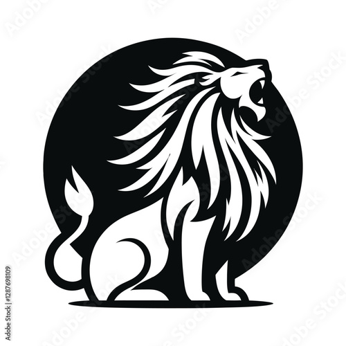 majestic lion silhouette vector clip art logo design