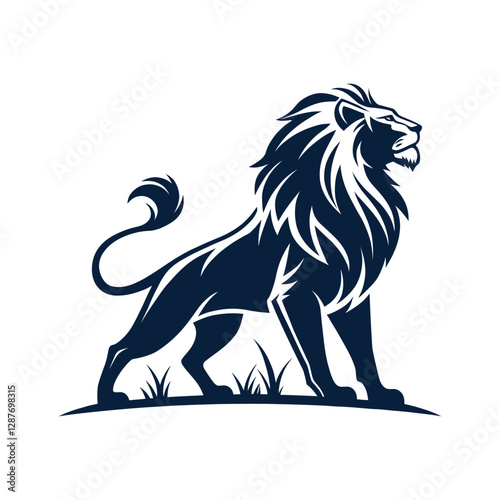 majestic lion silhouette vector clip art logo design