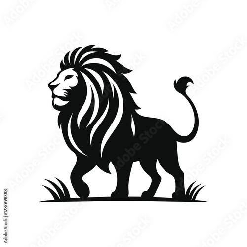 majestic lion silhouette vector clip art logo design