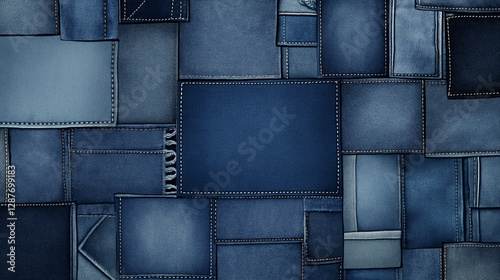 A seamless pattern of different denim 