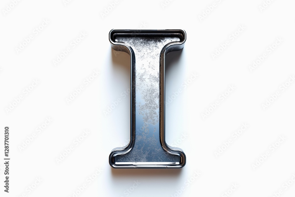 Letter I designed with new and clean metallic effect texture isolated on white background Letter I designed with new and clean metallic effect texture isolated on white background