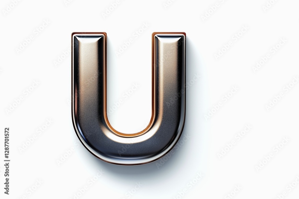 Letter U designed with new and clean metallic effect texture isolated on white background Letter U designed with new and clean metallic effect texture isolated on white background