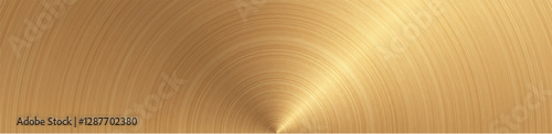 Brushed circular metal surface. Texture of metal. Abstract golden background. Panoramic vector illustration	
