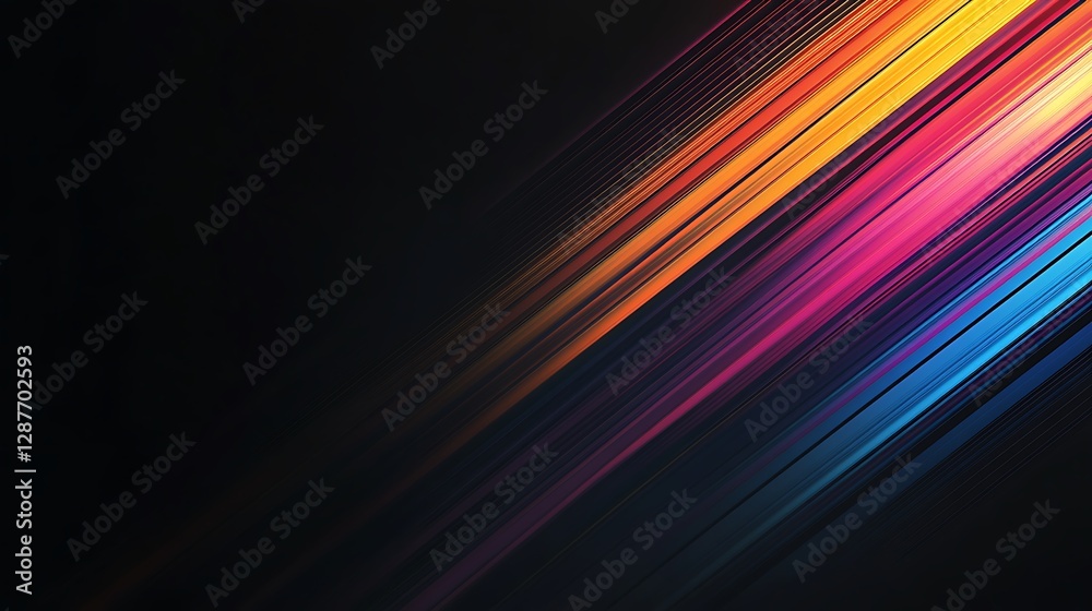Fototapeta premium Abstract Colorful Diagonal Stripes on Black Background