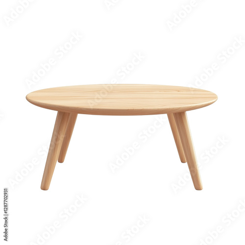 Round dining table made of wood isolate on transparent background