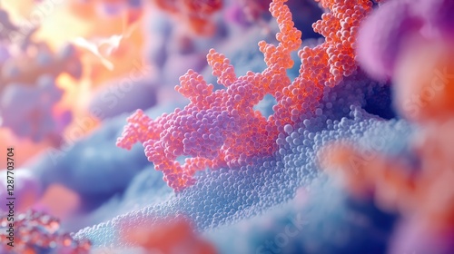 molecular visualization of the process of translocation in protein synthesis, where the ribosome moves along the mRNA to synthesize the protein photo