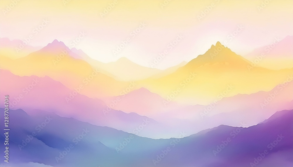 Obraz premium 春はあけぼの（春の美しい朝の山並みをイメージした背景イラスト）