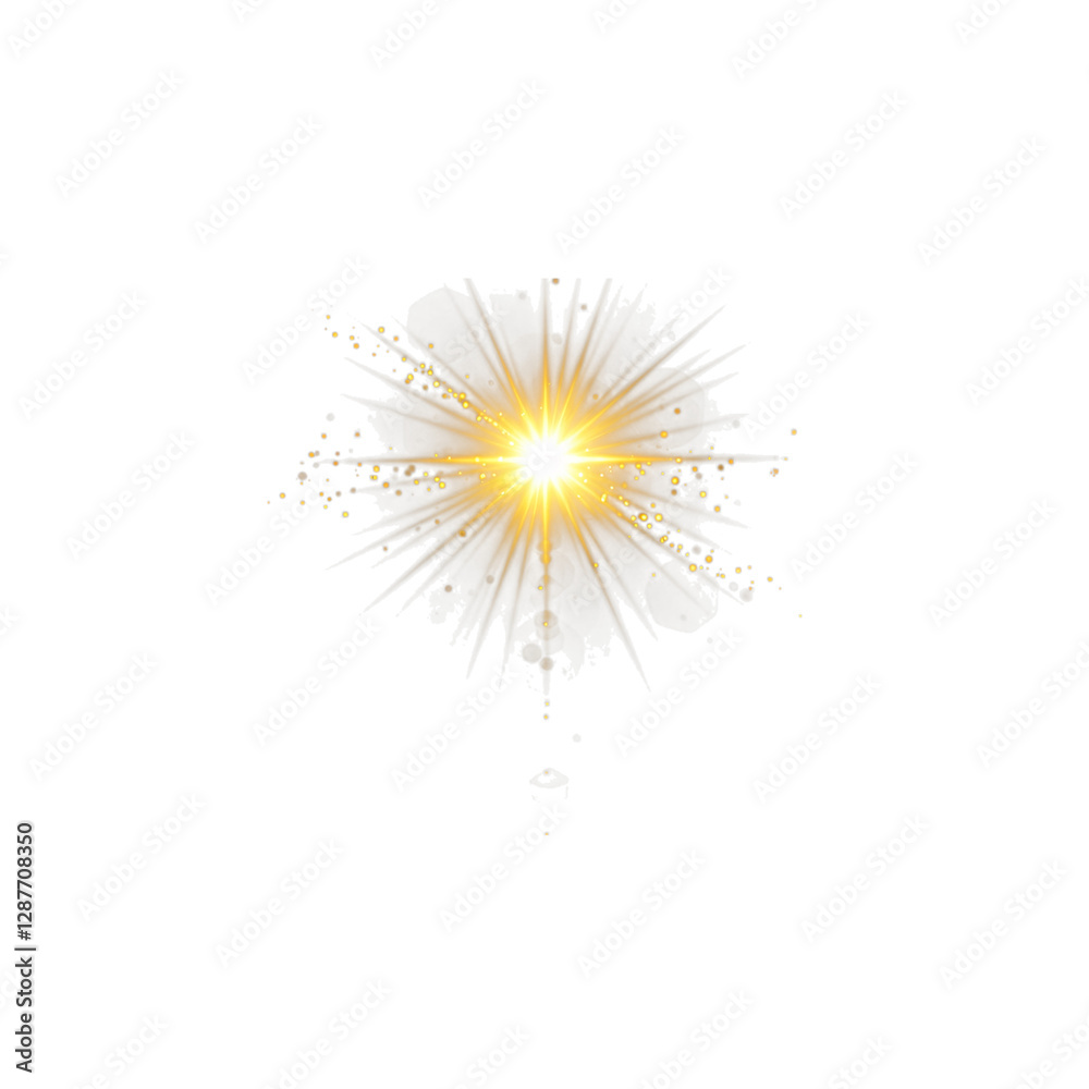 Fototapeta premium Glowing Gold Light Burst Effect on Transparent Background