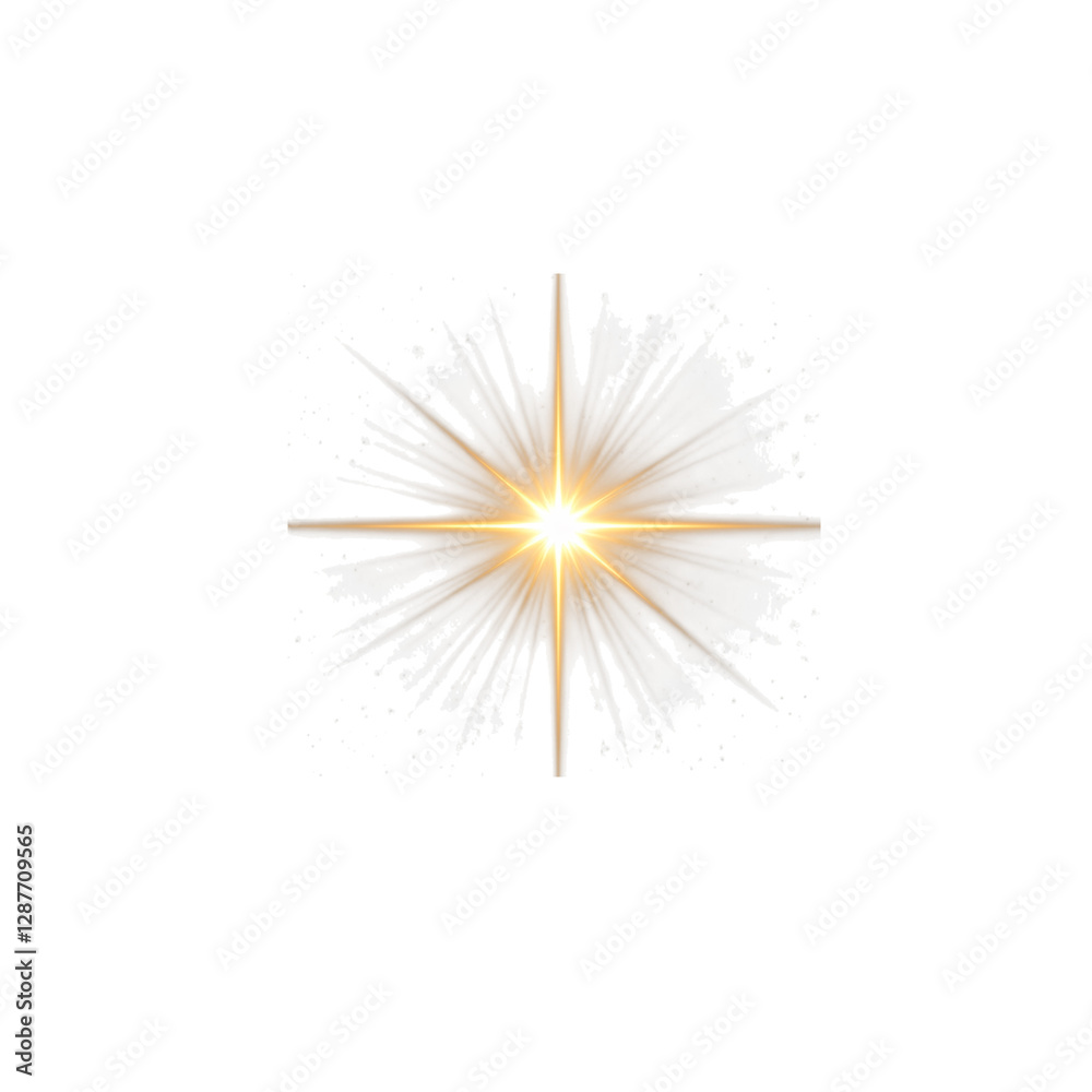 Fototapeta premium Golden Light Burst with Transparent Background