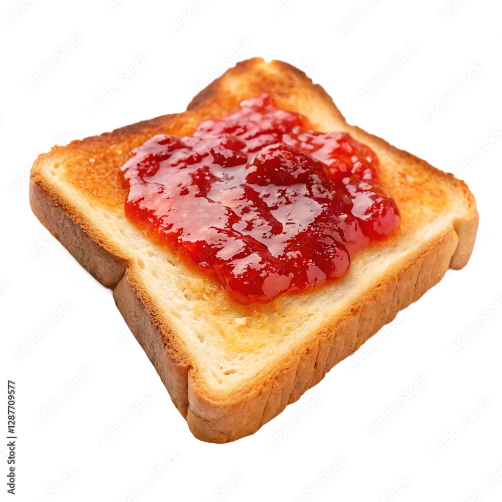 Toast with strawberry jam isolated on transparent background Toast with strawberry jam isolated on transparent background