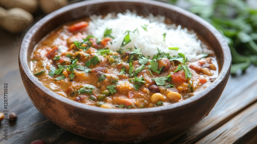 Chadian daraba, a peanut-based vegetable stew served with rice. Chadian daraba, a peanut-based vegetable stew served with rice.