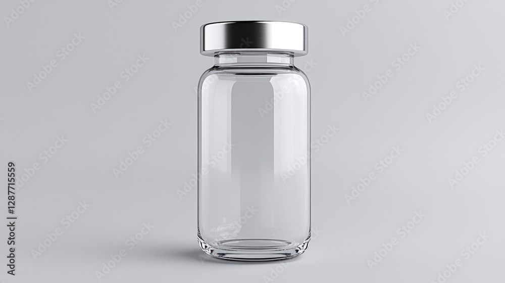 Empty Glass Medical Vial Against Light Grey Background Empty Glass Medical Vial Against Light Grey Background