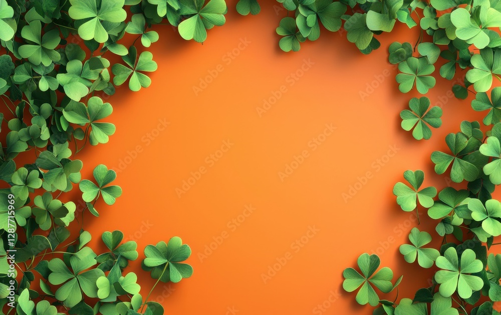 Fototapeta premium Saint Patrick Day Burnt Orange 3d background minimalistic mockup with space for text