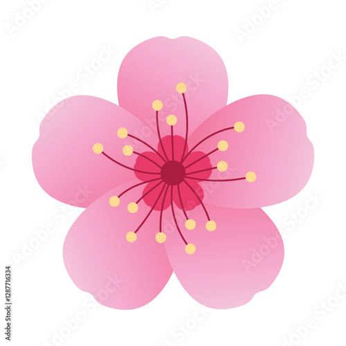 cherry blossom. simple japanese sakura flower icon. transparent png and vector illustration.