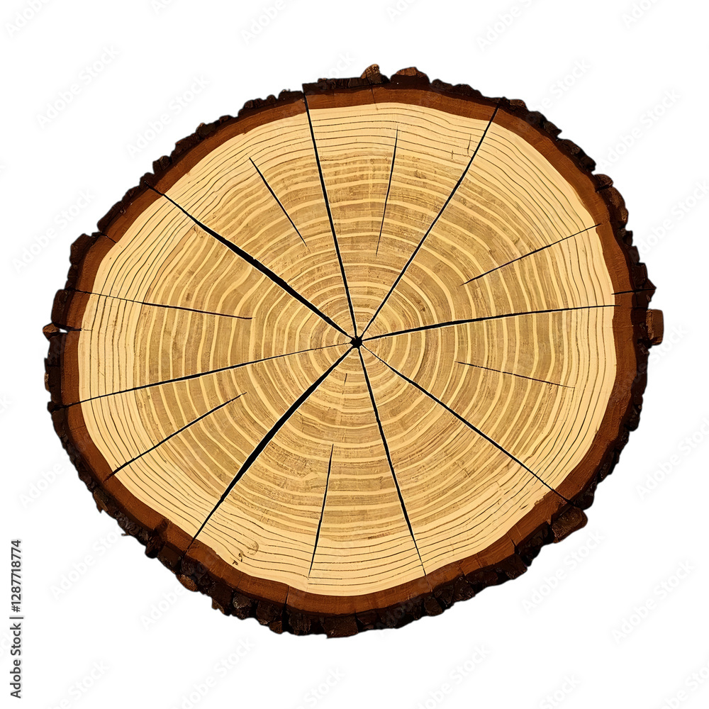 Fototapeta premium cross section of tree stump isolated on transparent background cutout